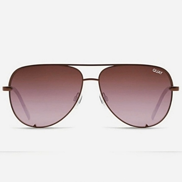 Quay Australia High Key Aviator Sunglasses Bronze Brown Pink main image 5